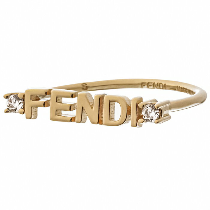 クリスタル 指輪 フェンディ FENDI リング ホワイトクリスタル FENDI レタリング 指輪 ゴールド 8AH393 6DM F089U