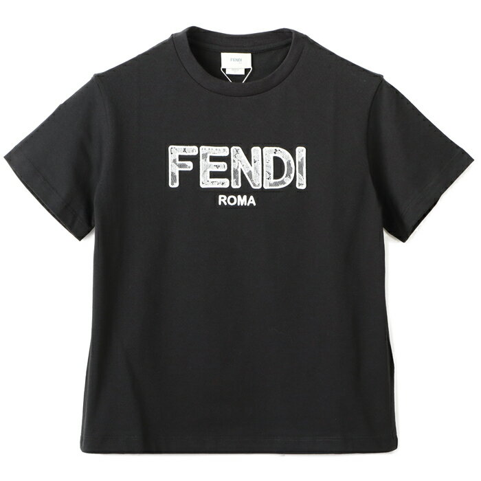 フェンディ プレゼント レディース フェンディ FENDI 【大人もOK】キッズ Tシャツ FENDI ROMA レースロゴ クルーネック 半袖シャツ JFI306 7AJ F0GME【2023AW SALE】