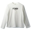 フェンディ FENDI 【大人もOK】キッズ ロングTシャツ FENDI ROMA ロゴ クルーネック 長袖シャツ 2024年春夏新作 JUI154 7AJ F0ZNE【2024SS】