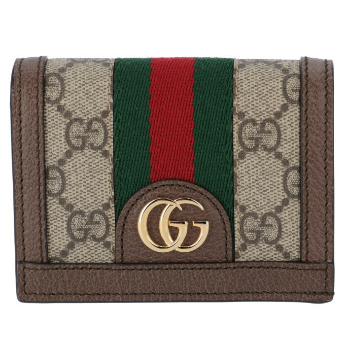 グッチ GUCCI 財布 レディース 二つ折り ミニ財布 Ophidia オフィディア GGスプリーム カードケース 小銭入れ 札入れ付き ベージュ×ブラウン系 523155 96IWG 8745