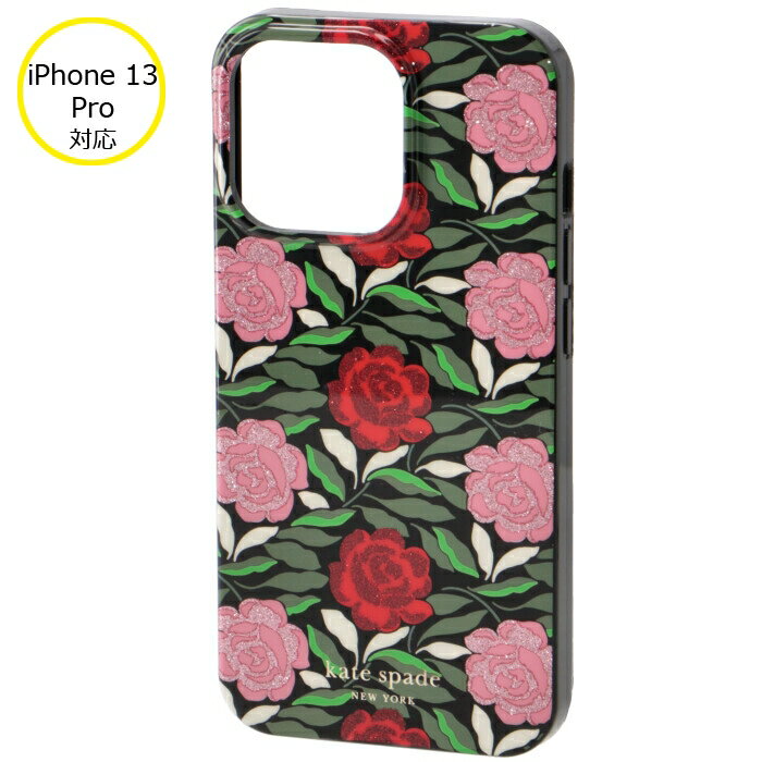 ケイトスペード KATE SPADE iPhoneケース ROSE GARDEN GLITTER iPhone13Proケース アイフォン13Proケース ブラック系 マルチカラー K9080 0015 001