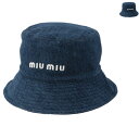 ミュウミュウ MIU MIU バケットハット デニム ロゴ ハット 帽子 5HC196 2F3W 【2023AW SALE】