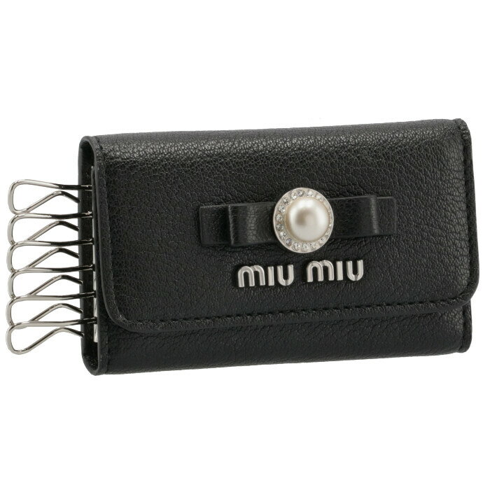 ミュウミュウ MIU MIU キーケース 6連 マドラスパール ブラック 5PG222 2F3R 002【2306CO68】【23SS-SALE】