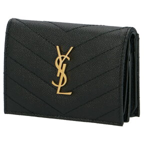 サンローラン パリ SAINT LAURENT PARIS 財布 二つ折り ミニ財布 レディース キルティングレザー モノグラム MONOGRAMME ブラック 530841 BOWA1 1000