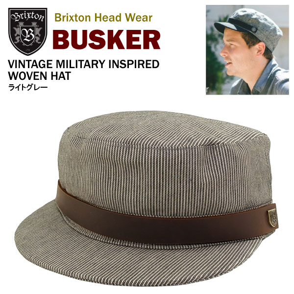 ブリクストン バスカー ヴィンテージ ミリタリー インスパイアド ハット ライトグレー (Brixton BUSKER vintage military inspired woven hat ワークキャップ) 