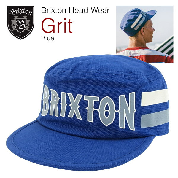 ブリクストン グリット カスタム ブリクストン スクリーンプリント ショートビルド フィットキャップ ブルー (Brixton GRIT SHORT-BILLED FITTED CAP コットン ワークキャップ) 