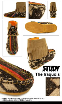 スタディー ザ・イロコイ ハイ ネイティブ フリンジブーツ ブラウン (STUDY THE IRAQUOIS FW1127 レディース 女性用)
