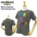 ハーフマン カラフル フロック ボーダーTシャツ (HALF MAN COLORFUL FLOCK BORDER TEE メンズ 男性用) 