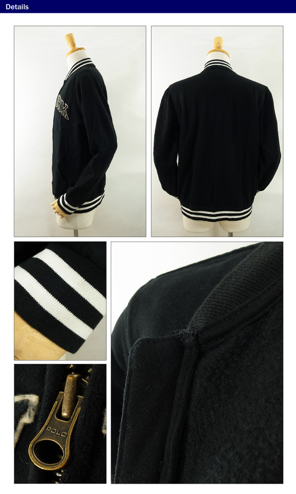 [在庫処分] ポロ ラルフローレン ボーイズ コットンブレンド ベースボールジャケット ポロブラック (POLO RALPH LAUREN BOYS COTTON-BLEND BASEBALL JACKET ライトウエイトスタジャン)