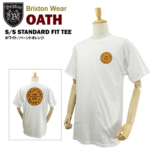 ブリクストン オース S/S スタンダード フィット Tシャツ ホワイト/バーントオレンジ (Brixton OATH S/S STANDARD FIT TEE) 