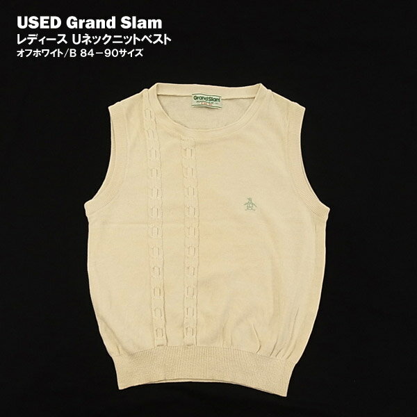 USED マンジングウエアー グランドスラム Uネック ニットベスト オフホワイト/レディースMサイズ (Grand Slam MUNSING WEAR) 【海...