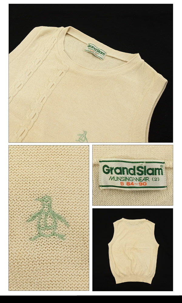 USED マンジングウエアー グランドスラム Uネック ニットベスト オフホワイト/レディースMサイズ (Grand Slam MUNSING WEAR) 【あす楽対応】【楽ギフ_包装】【あす楽_土曜営業】【海外直輸入USED品】