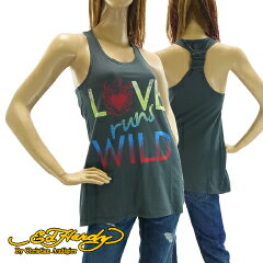 エド ハーディー ウーマンズ レーサー タンク ブラック ハート バーニング シャドウ (WOMAN RACER TANK タンクトップ ED HARDY EDHARDY エドハーディー) 