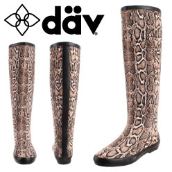 [訳あり・B品] ダブ フェスティバル ラバーブーツ スネーク ブラウン (dav FESTIVAL RUBBER BOOTS) レディース(女性用) DAV ロング ブーツ ダブブーツ レインブーツ [メール便不可] 【閉店 売り切り】