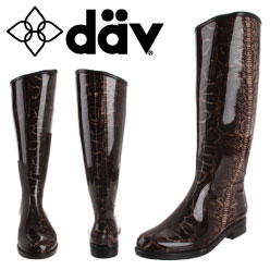 [訳あり・B品] ダブ イングリッシュ ラバーブーツ スネーク ブラウン (dav ENGLISH RUBBER BOOTS) レディース(女性用) DAV ロング ブーツ ダブブーツ レインブーツ [メール便不可] 【閉店 売り切り】