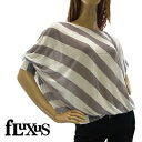 [正規品] フルクサス モンテッキ トップ グレー ストライプ (fluxus/fLuXing MONTECCI TOP 斜めボーダー 半袖 ニット トップス レディース 女性用) 【閉店 売り切り】