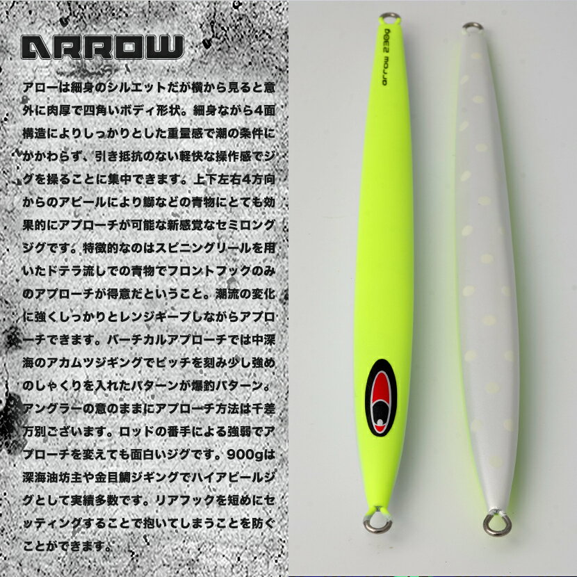 アロー 150g AJ別注SPグロー 弘田氏考案チャートリュースイエロー SEAFLOOR CONTROL シーフロアコントロール arrow ジギング メタルジグ