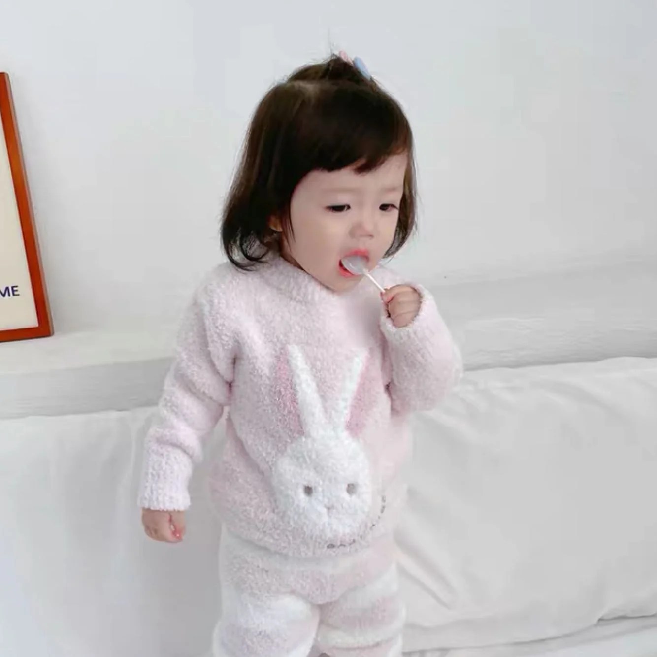 カシミアタッチルームウェア ママ用+80〜120cm （うさちゃん）