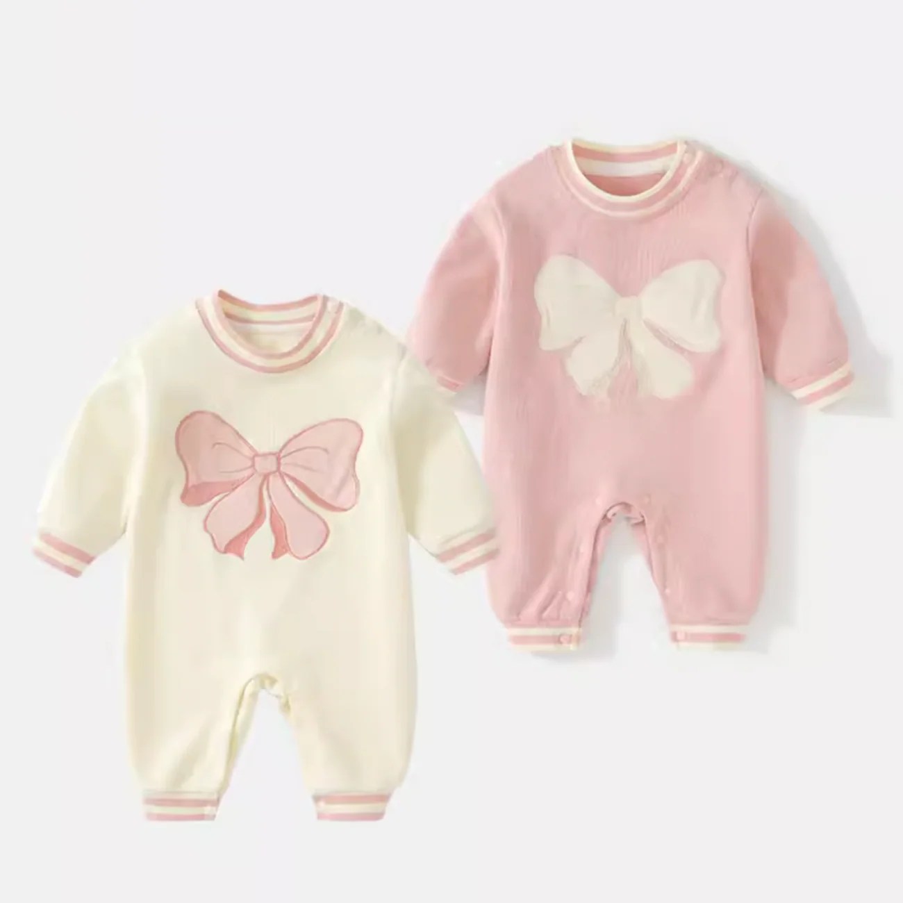 乐天商城 - ビッグリボンニットロンパース 60〜90cm