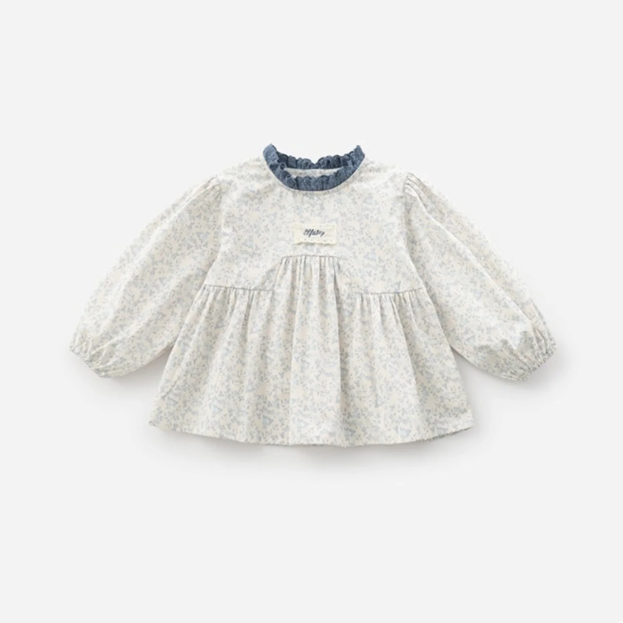 ブルーフラワーブラウス 80cm~130cm ベビー キッズ 女の子