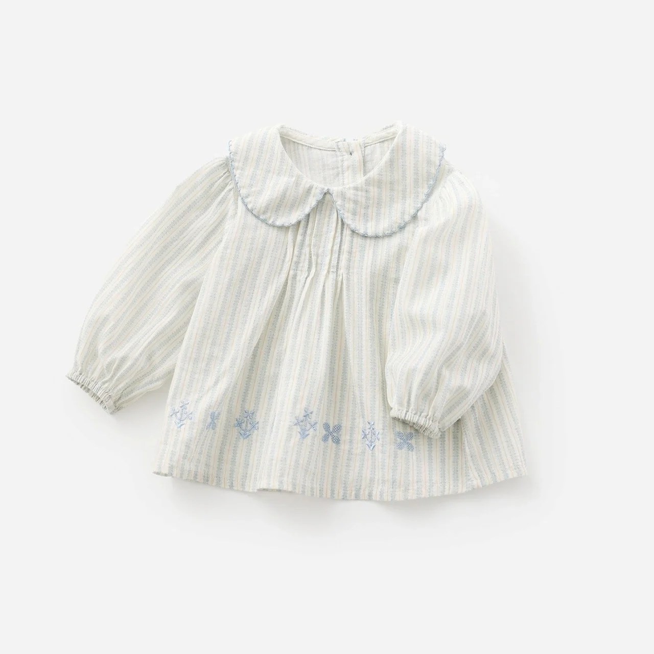 Amber mimi楽天市場店のブルーフラワーストライプトップス 70cm～100cm ベビー キッズ 女の子｜アングル2