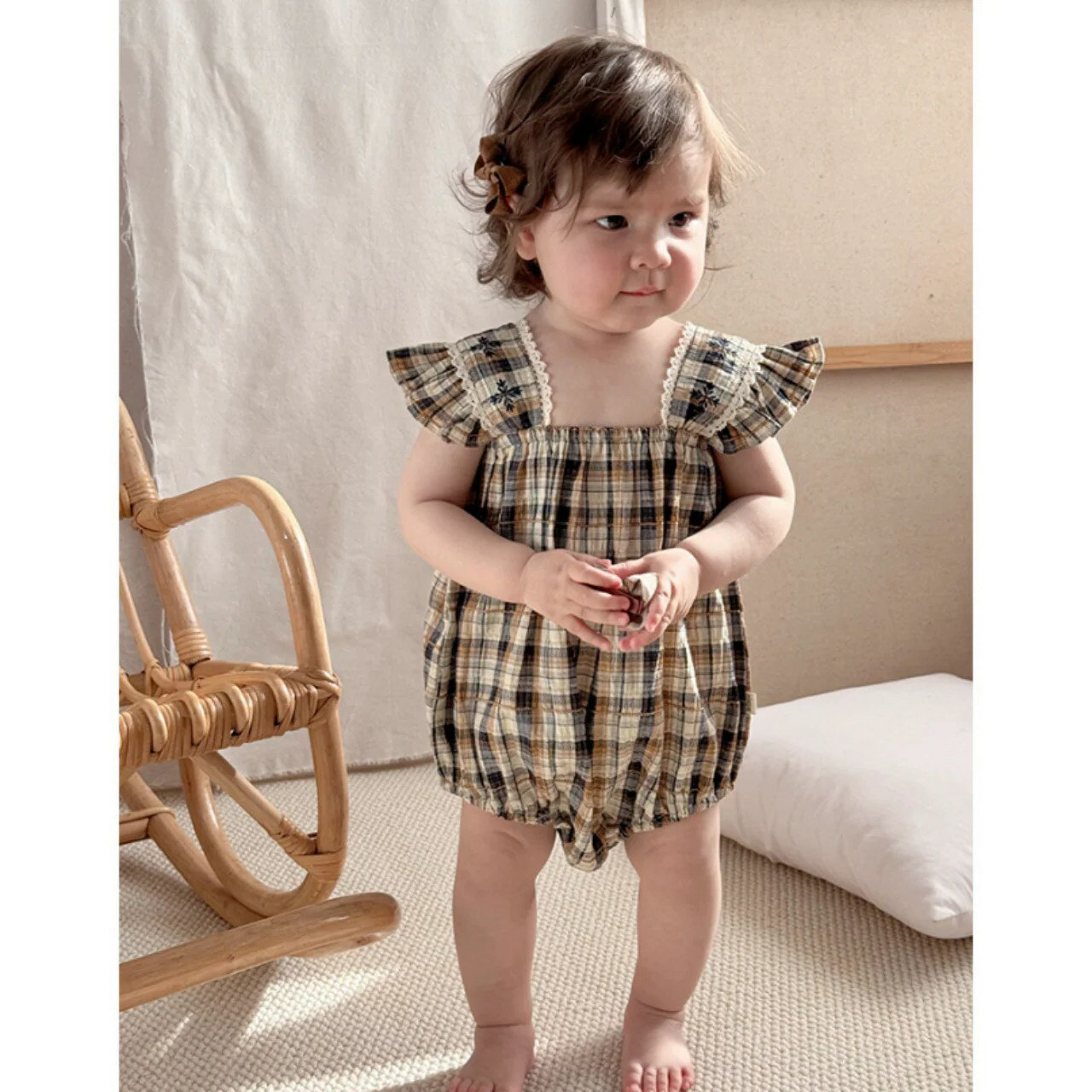 Rakuten - コットンチェックワンピース 60cm～90cm ベビー服 女の子