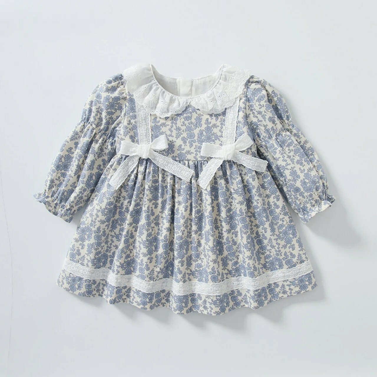 樂天商城 - リトルブルーフラワーワンピース 70cm~130cm ベビー キッズ 女の子