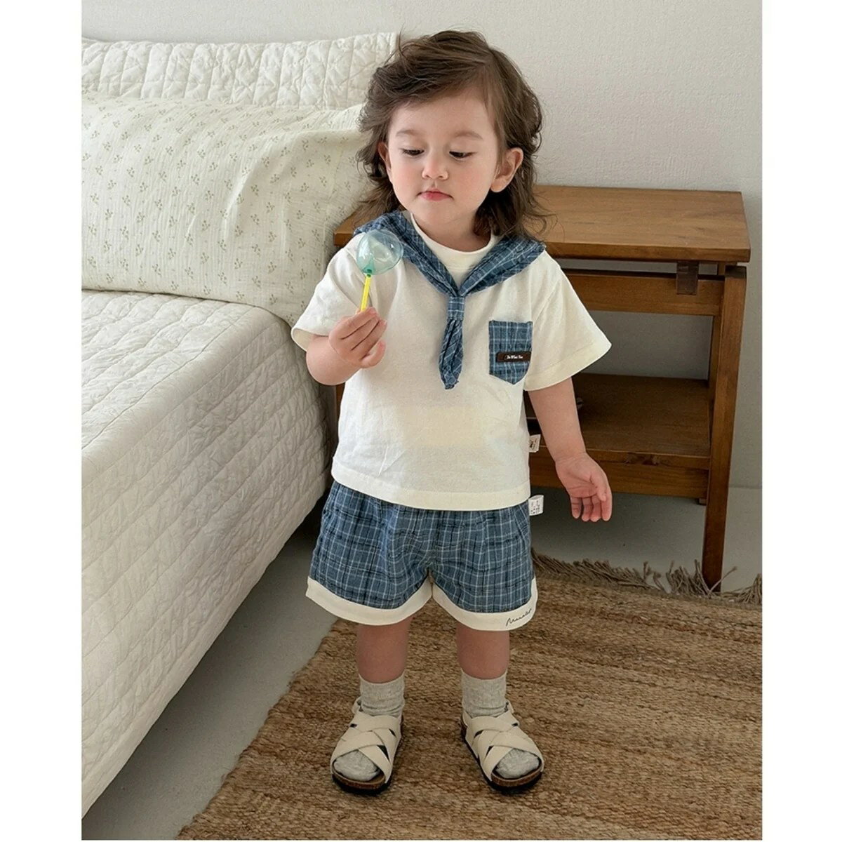 Rakuten - チェックセーラーセットアップ 70cm~110cm