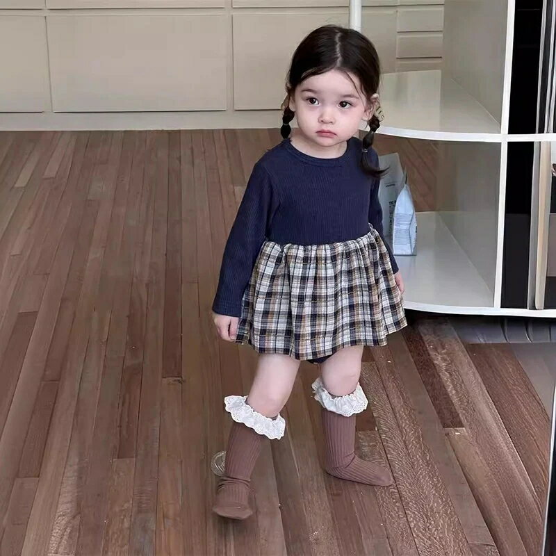 ブルーチェックワンピース 60cm~90cm ベビー服 女の子