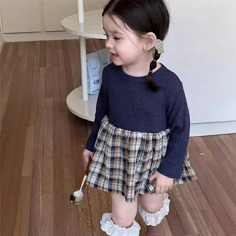 ブルーチェックワンピース 60cm~90cm ベビー服 女の子