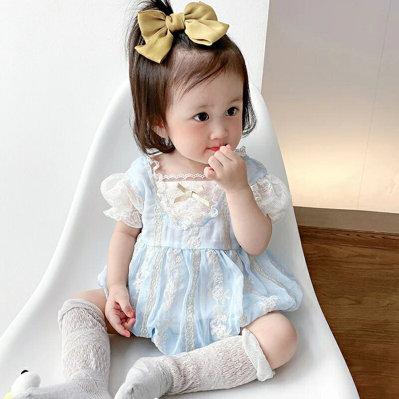 Rakuten - ブルーレースロンパース 59〜90cm プリンセス キュート