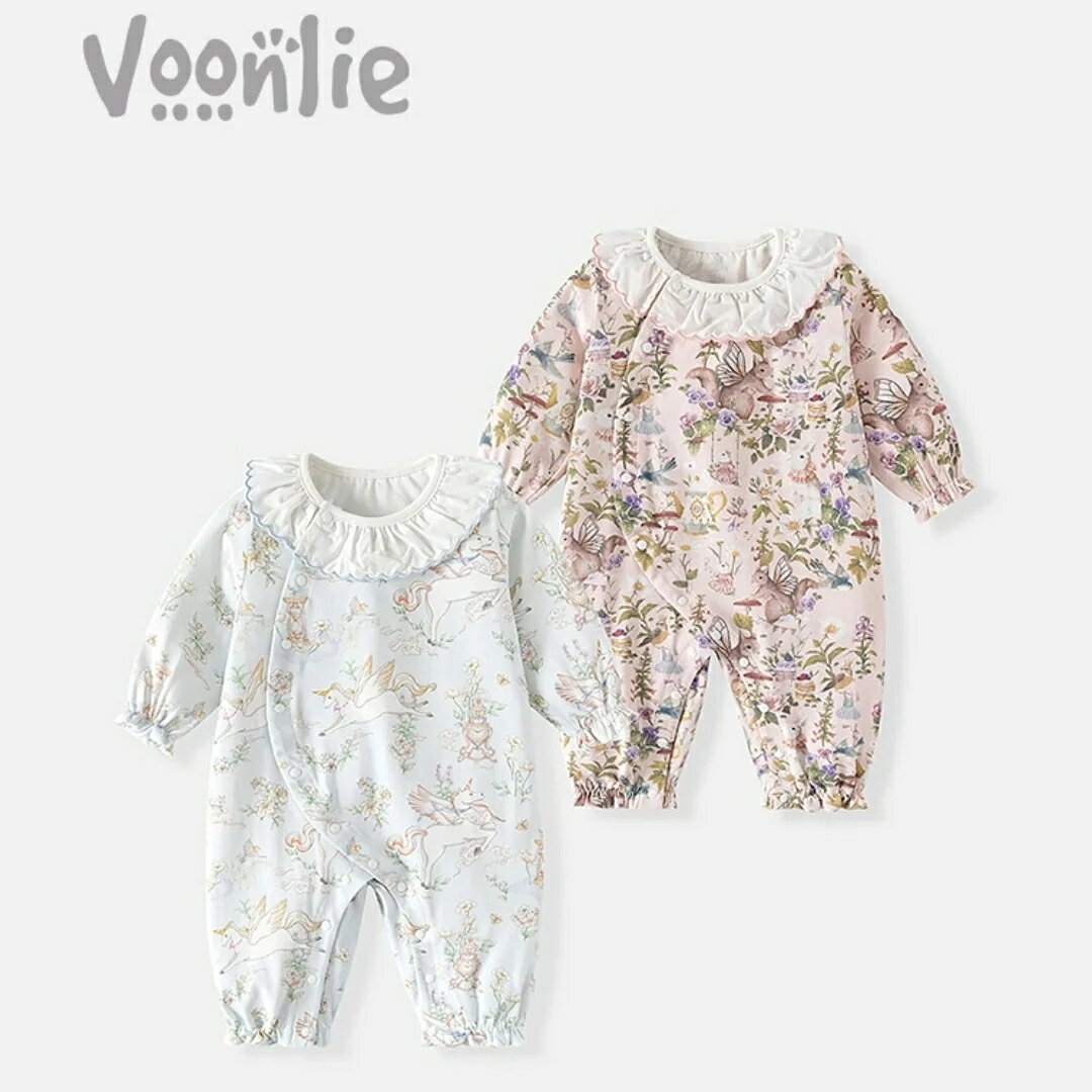 ボタニカルパターンロンパース 60cm～90cm