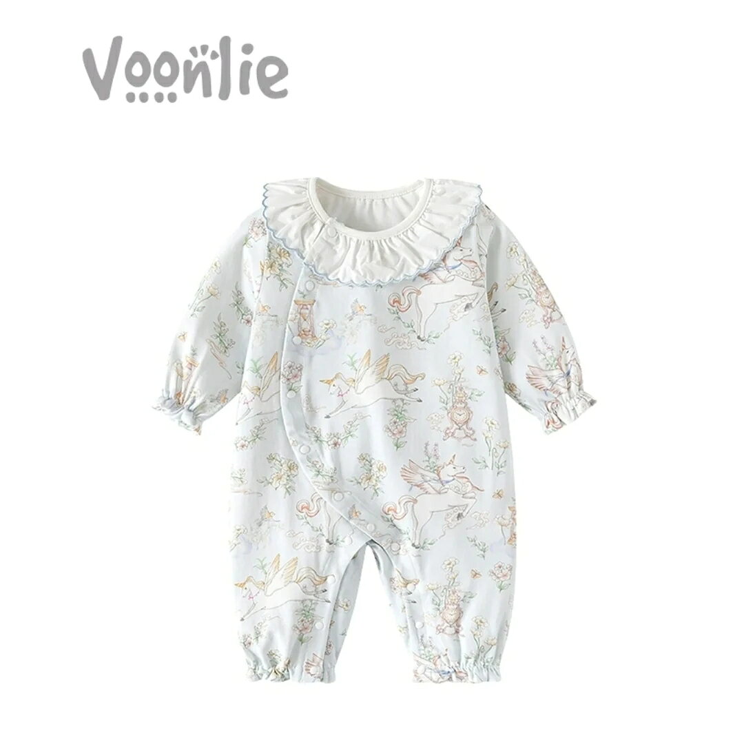 Rakuten - 【ペガサス（ライトブルー）】 ボタニカルパターンロンパース 60cm～90cm