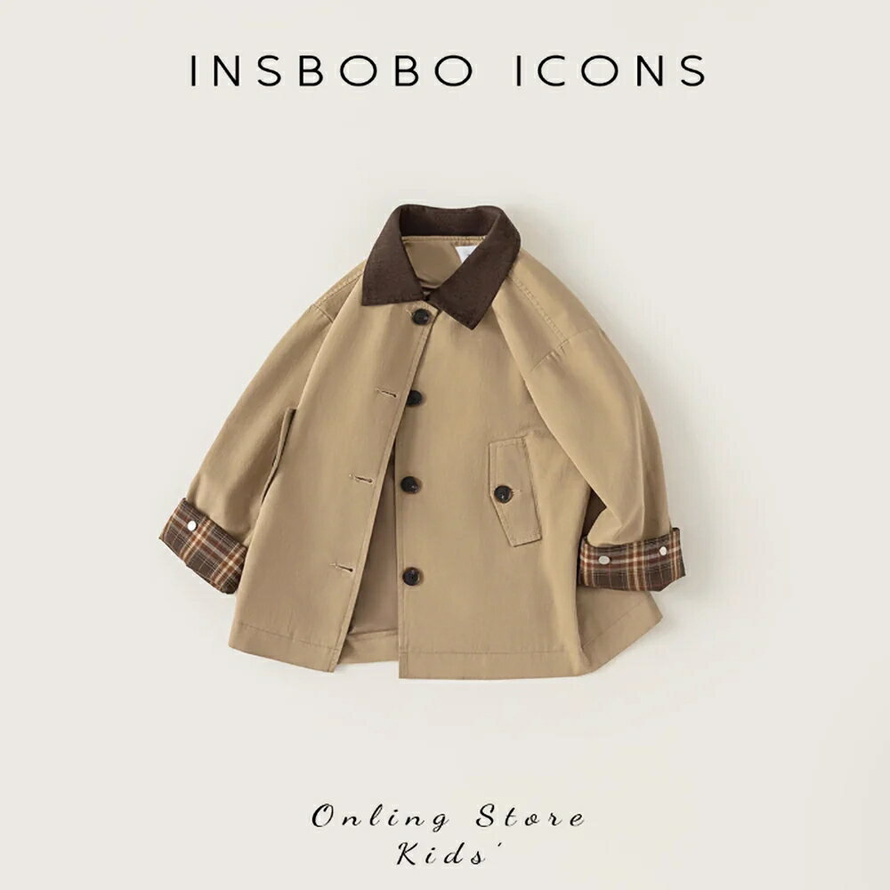 チェックベージュアウター 120cm~160cm キッズ