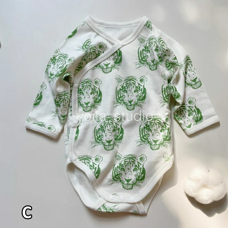 Rakuten - 【C.グリーンタイガー】 コットンデザインロンパース　60cm~90cm（長袖）