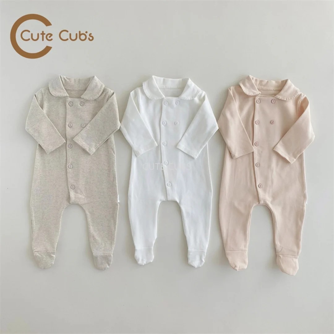 乐天商城 - ダブルボタンロンパース 60cm～90cm