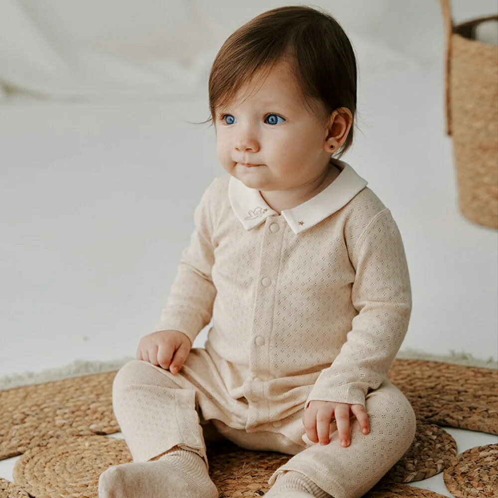 Rakuten - 【ベージュ】 襟付きスターロンパース 59cm～90cm