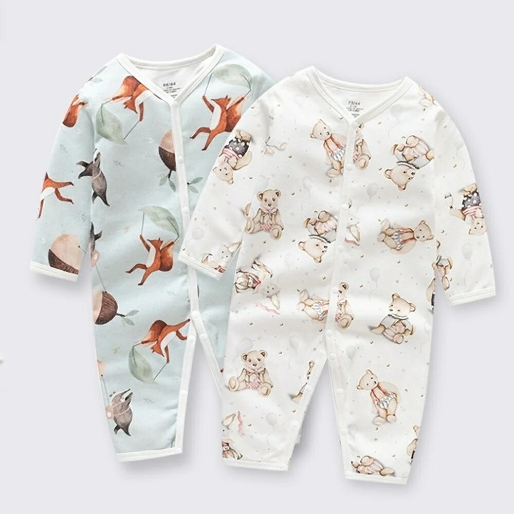 フレンチコットンボディロンパース 赤ちゃん 新生児 退院着 70cm~100cm