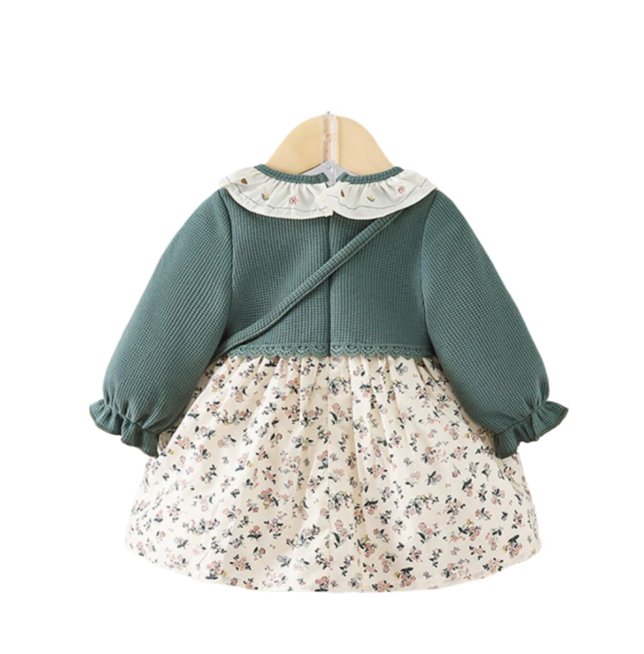 【お取り寄せ】 フラワーグリーンワンピース70〜110cm らくちん 重ね着 2