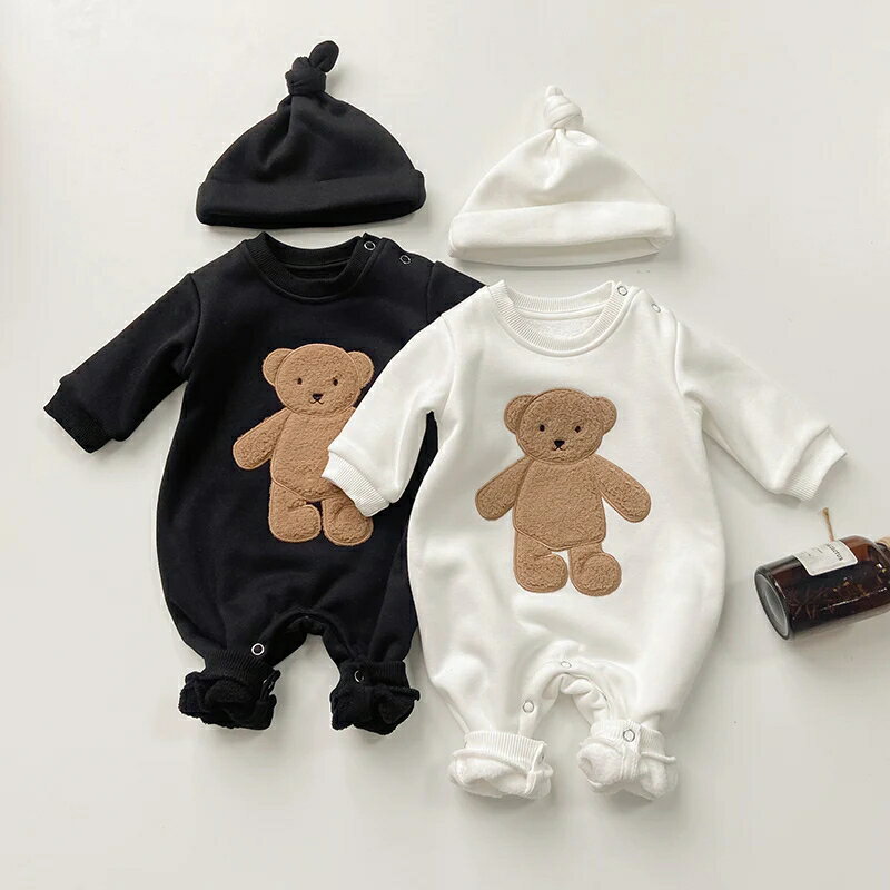 乐天商城 - くまちゃんパーカーロンパース 66cm〜90cm