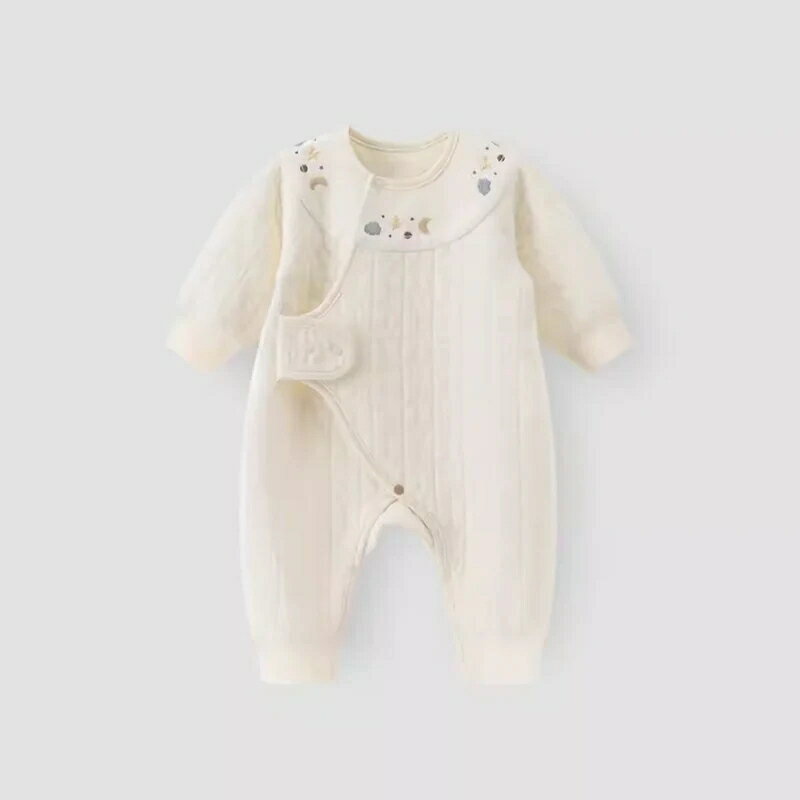 乐天商城 - 【ミルクホワイト】 ムーンスターコットンパターンロンパース　【帽子別売り】　60cm