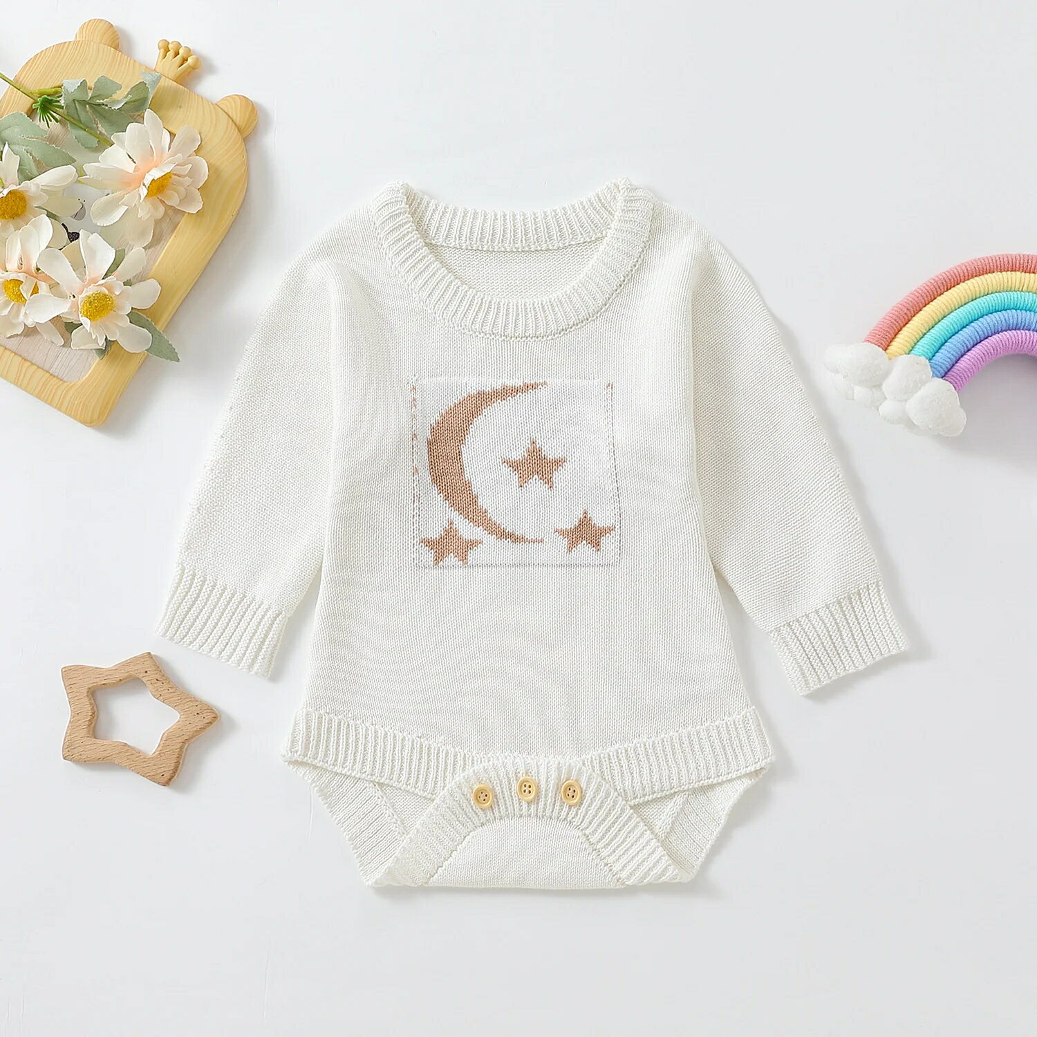 Rakuten - 【ホワイト】 ムーンスターコットンロンパース 60cm~100cm