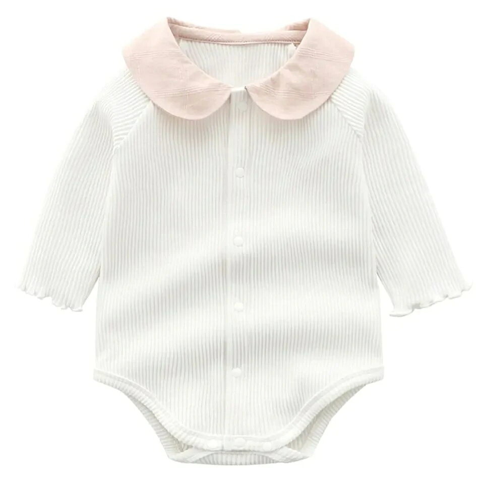 Rakuten - 【ホワイト】 【即納商品】 もっちり襟付きピンクロンパース 59〜80cm