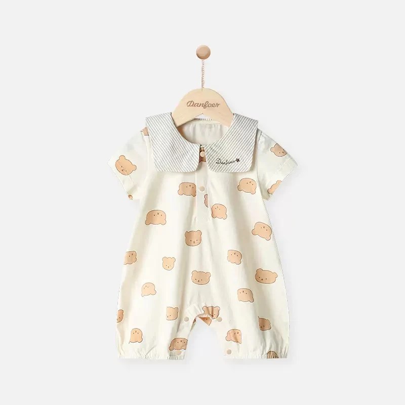 くまくまパターン襟付きロンパース 59cm〜66cm