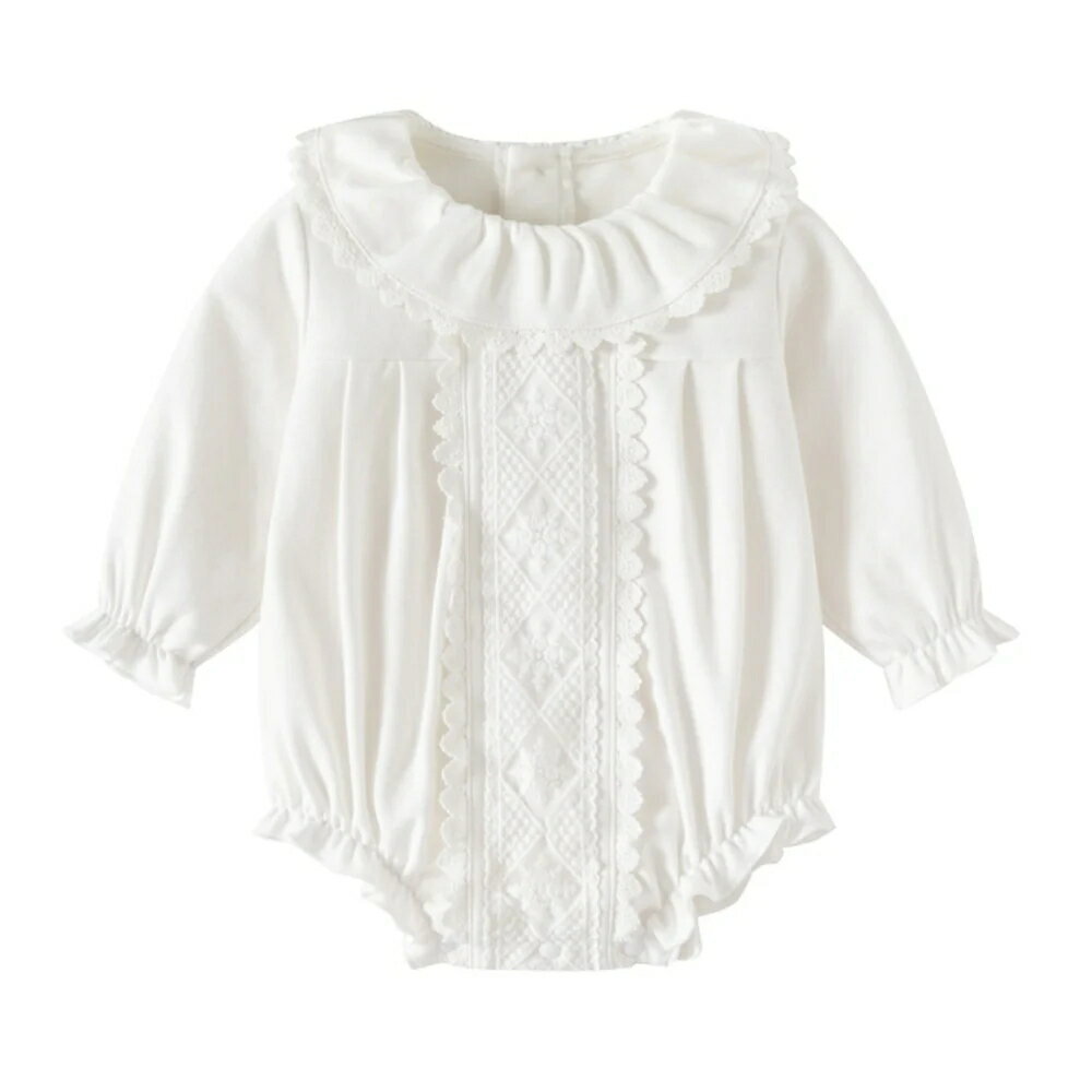 ホワイトデコロンパース 59cm〜90cm 赤ちゃん ベビー服 デイリー お祝い