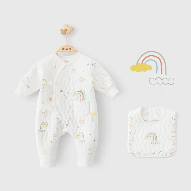 Rakuten - 【スタイ付】 レインボーコットンロンパース 60cm
