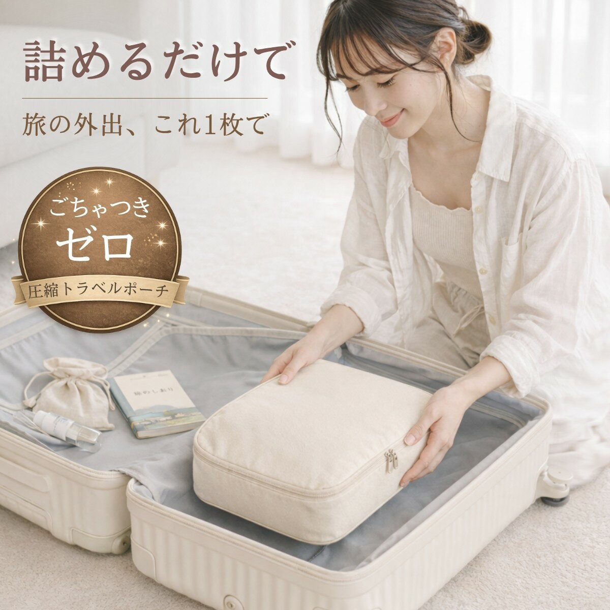 Rakuten - 圧縮 トラベルポーチ セット 圧縮バッグ 旅行用 ポーチ 圧縮袋 2点セット 収納ポーチ バッグインバッグ おむつポーチ 軽量 出張 衣類 国内旅行 海外旅行 レディース メンズ 子供 撥水 おしゃれ