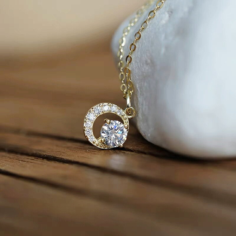 ネックレス 丸 ストーン レディース K18 チェーン ゴールド シルバー 18金 金属アレルギー対応 シンプル 18k レディース ダイヤネックレス ダイヤ K18 ゴールド シルバー SV925 アクセサリー ジュエリー クリスマス プレゼント ギフト