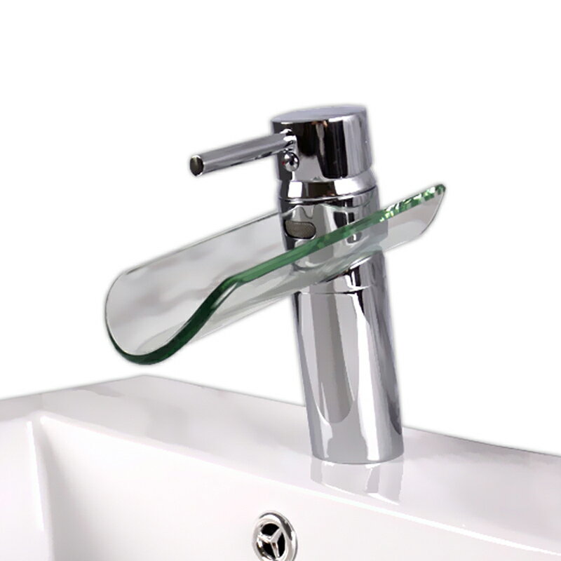 【送料無料】洗面手洗器ボウル用瓦形17cmガラス滝混合水栓立栓蛇口 Ambest FS2170 水道 水まわり 蛇口 ..