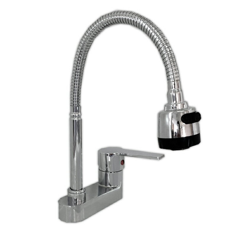 【送料無料】洗面手洗い台付きグースネック蛇口水栓シャワー切替 Ambest FS4261 水道 水まわり 蛇口 クロームめっき …